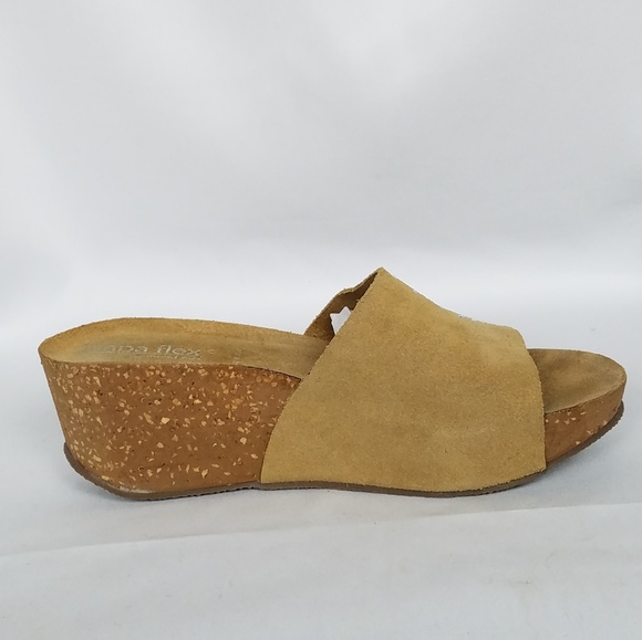 Napa Flex Genuine Suede Slide Platform Slides Sandals 38 David Tate 90s Y2K - Picture 3 of 5